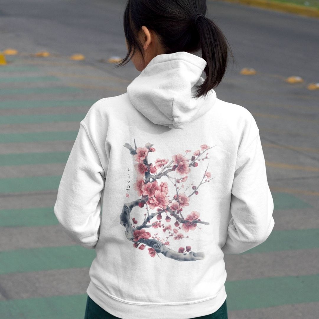 SAKURA – Visible Sign Hoodie (Unisex, Off-White, Backprint) | YAMASHITA