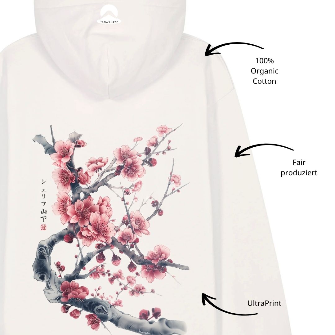SAKURA – Visible Sign Hoodie (Unisex, Off-White, Backprint) | YAMASHITA