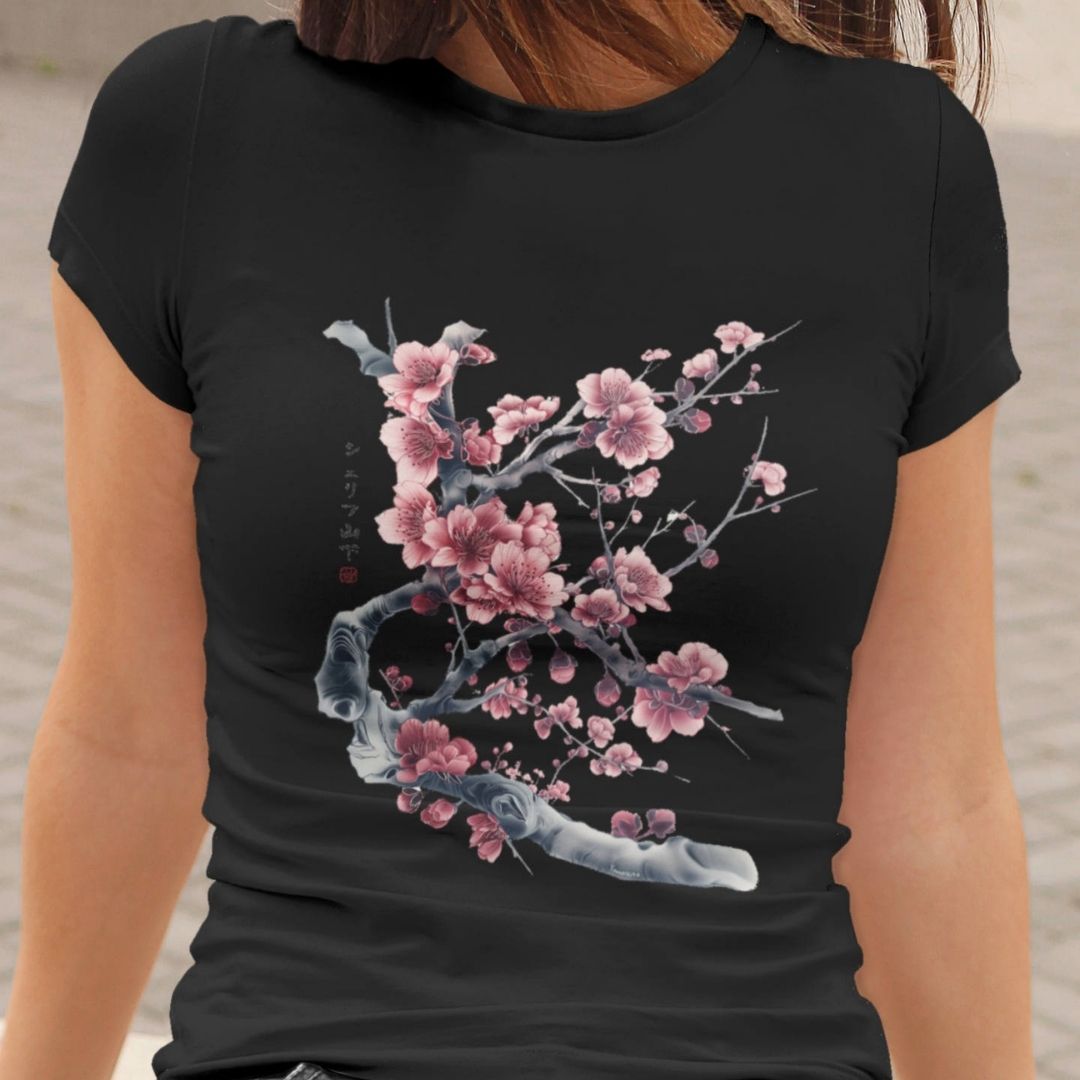 SAKURA – Visible Sign T-Shirt (Damen, Schwarz) | YAMASHITA