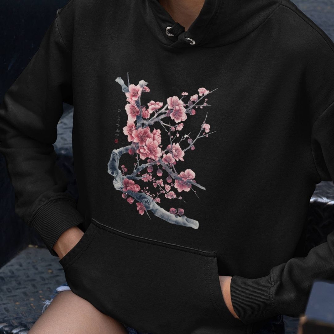 SAKURA – Visible Sign Hoodie (Unisex, Schwarz, Frontprint) | YAMASHITA