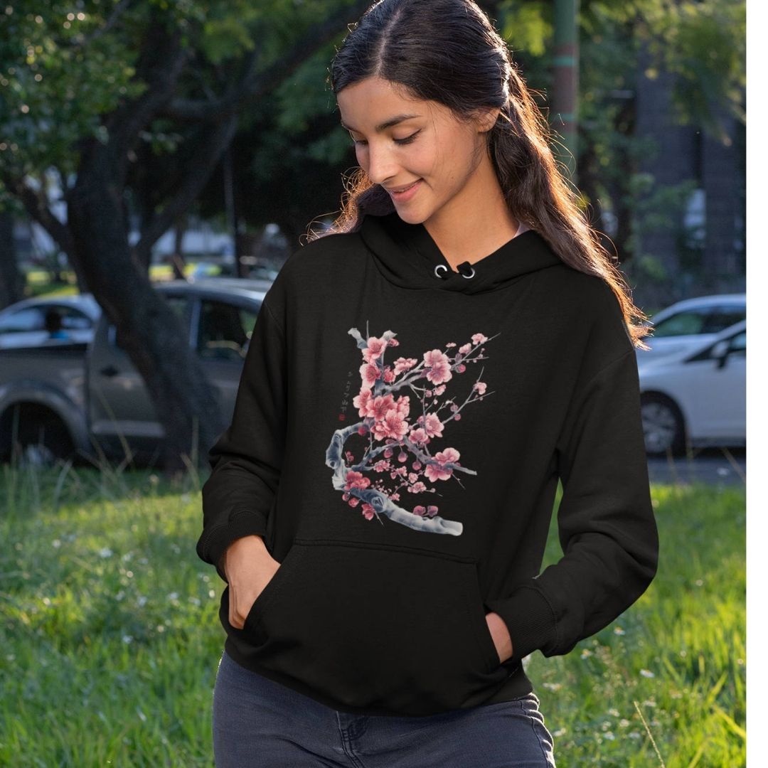 SAKURA – Visible Sign Hoodie (Unisex, Schwarz, Frontprint) | YAMASHITA