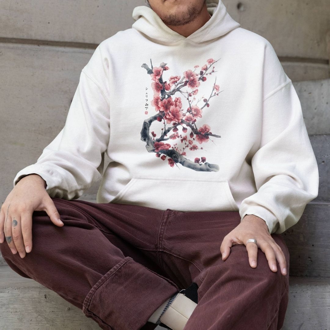 SAKURA – Visible Sign Hoodie (Unisex, Off-White, Frontprint) | YAMASHITA