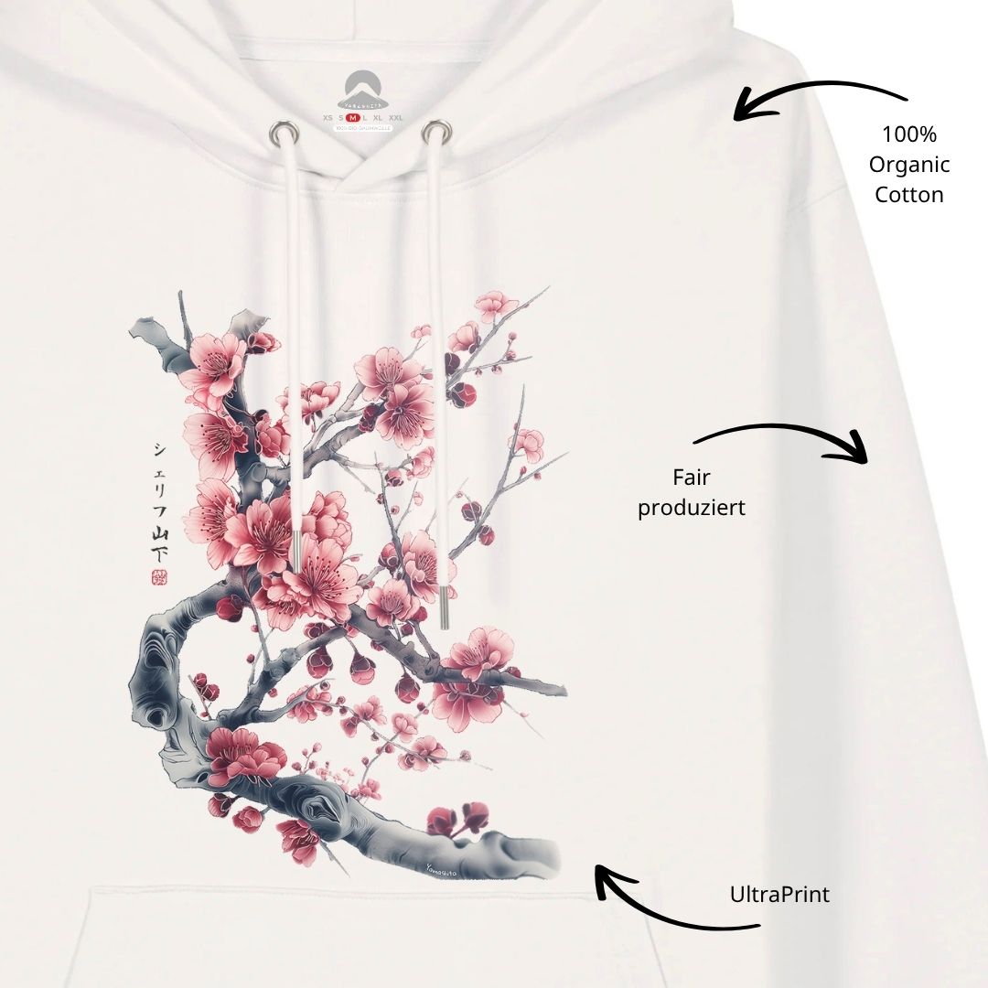 SAKURA – Visible Sign Hoodie (Unisex, Off-White, Frontprint) | YAMASHITA