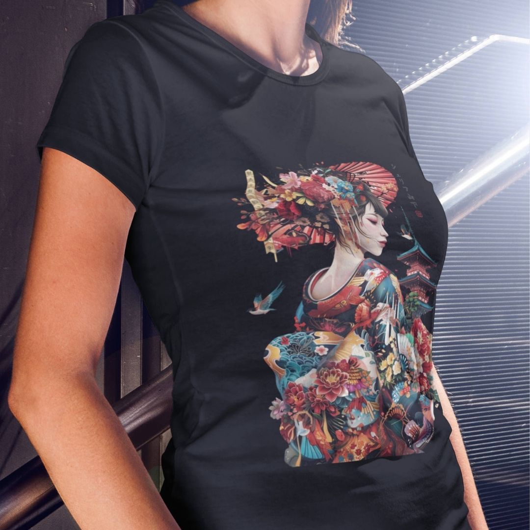 GEISHA & TEMPLE– Visible Sign T-Shirt (Damen, Weiß) | YAMASHITA