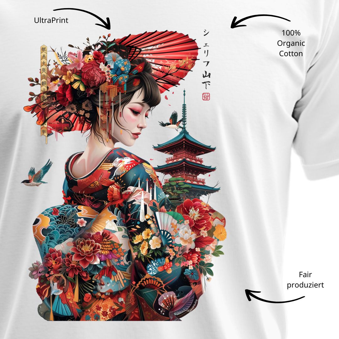 GEISHA & TEMPLE – Visible Sign T-Shirt (Herren, Weiß) | YAMASHITA