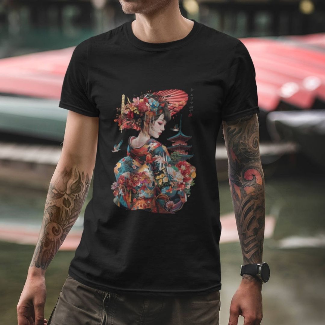 GEISHA & TEMPLE – Visible Sign T-Shirt (Herren, Schwarz) | YAMASHITA