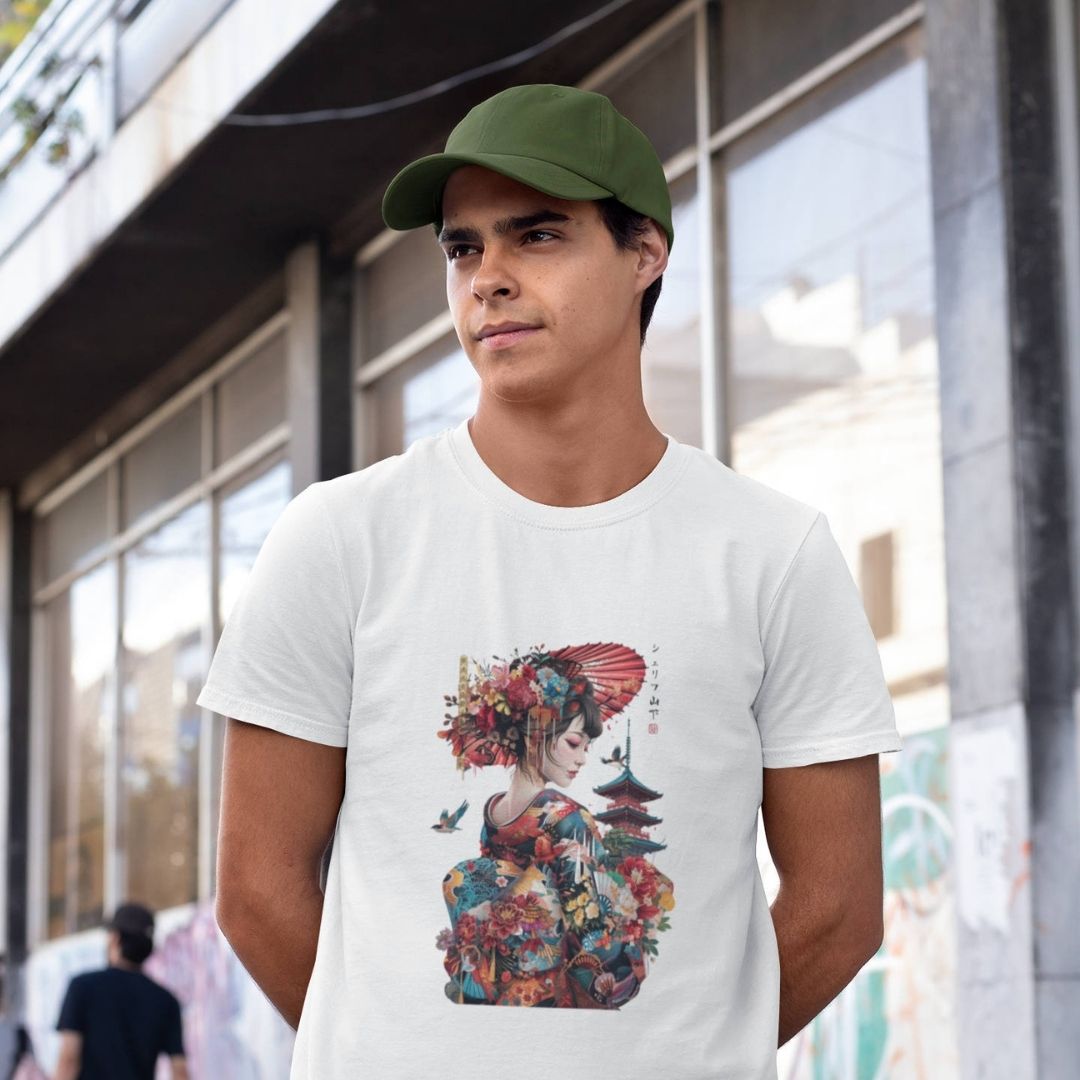 GEISHA & TEMPLE – Visible Sign T-Shirt (Herren, Weiß) | YAMASHITA