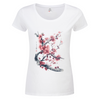 Japan Kirschblüten Damen T-Shirt "Cherry Blossom - Sakura" im Tattoo-Style von YAMASHITA in weiss