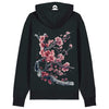 Japan Kirschblüten Hoodie Unisex Damen Herren "Cherry Blossom - Sakura" im Tattoo-Style von YAMASHITA in schwarz - Motiv hinten