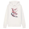 Japan Kirschblüten Premium Hoodie Unisex Damen Herren "Cherry Blossom - Sakura" im Tattoo-Style von YAMASHITA in off-white natur-weiss - Motiv vorne