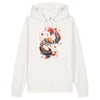 Japan Koi Premium Hoodie Unisex Damen Herren "Dancing Koi"  im Tattoo-Style von YAMASHITA in off-white natur-weiss - Motiv vorne