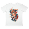 Japan Drachen Premium T-Shirt "Dragon & Flower" im Tattoo-Style von YAMASHITA für Kinder in weiss