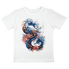 Japan Drachen Premium T-Shirt "Dragon & Waves" im Tattoo-Style von YAMASHITA für Kinder in weiss