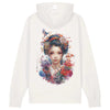 Japan Geisha Hoodie Unisex Damen Herren im Tattoo-Style von YAMASHITA in off-white natur-weiss - Motiv hinten