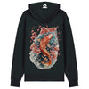 Japan Koi Hoodie Unisex Damen Herren im Tattoo-Style von YAMASHITA in schwarz - Motiv hinten