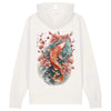 Japan Koi Hoodie Unisex Damen Herren im Tattoo-Style von YAMASHITA in off-white natur-weiss - Motiv hinten