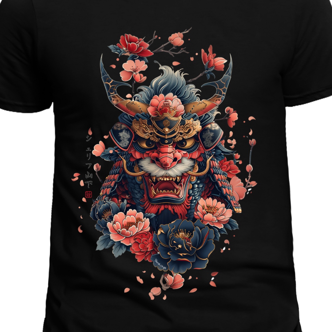 Japan Oni Herren T-Shirt im Tattoo-Style von YAMASHITA in schwarz