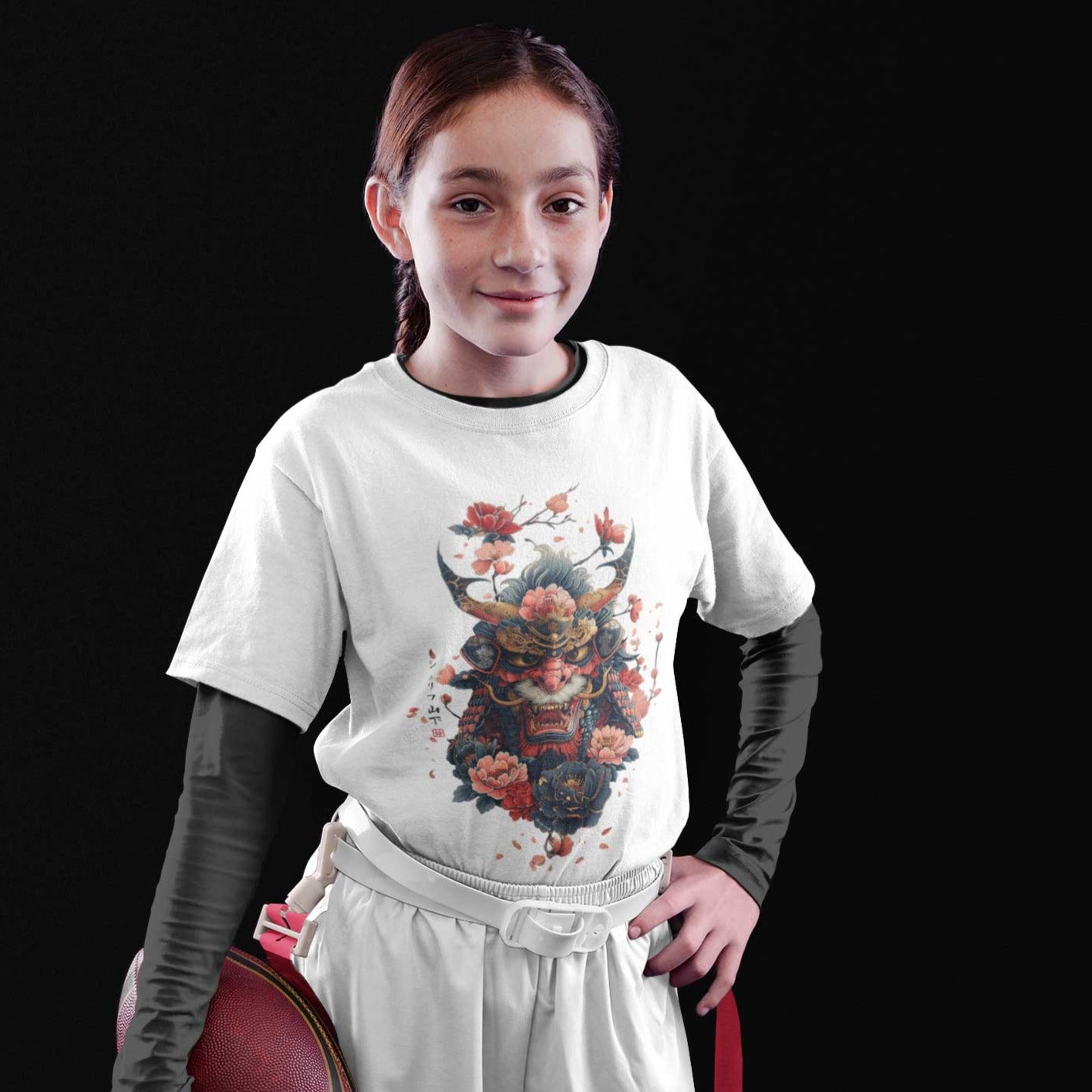 Japan Oni Premium T-Shirt im Tattoo-Style von YAMASHITA für Kinder in weiss