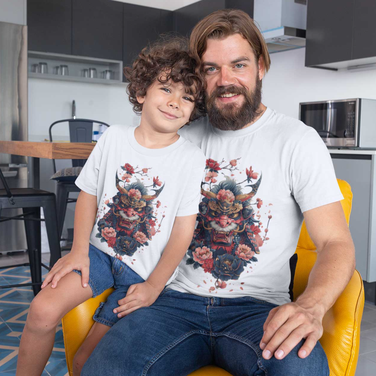 Japan Oni Premium T-Shirt im Tattoo-Style von YAMASHITA für Kinder in weiss