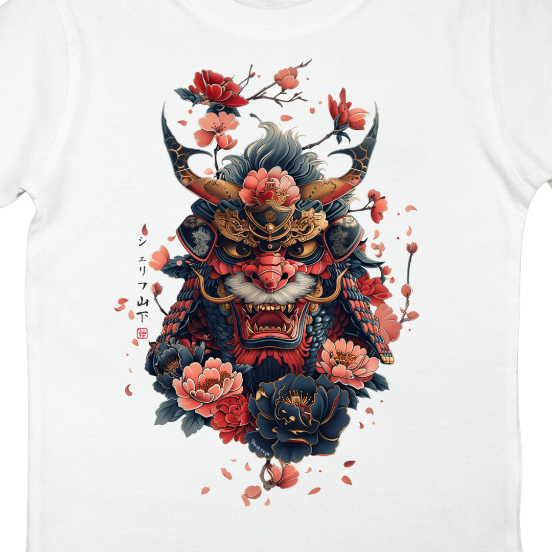 Japan Oni Premium T-Shirt im Tattoo-Style von YAMASHITA für Kinder in weiss