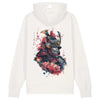 Japan Samurai Hoodie Unisex Damen Herren im Tattoo-Style von YAMASHITA in off-white natur-weiss - Motiv hinten