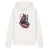 Japan Samurai Hoodie Unisex Damen Herren im Tattoo-Style von YAMASHITA in off-white natur-weiss - Motiv vorne