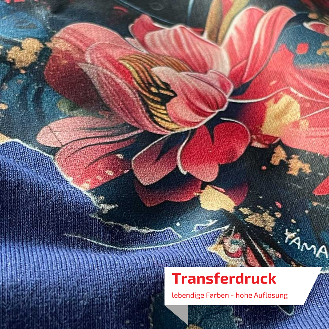 Japan Kirschblüten Hoodie Unisex Damen Herren "Cherry Blossom - Sakura" im Tattoo-Style von YAMASHITA in schwarz - Motiv hinten