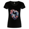 Japan Kanagawa Damen T-Shirt "Wave Heart" im Tattoo-Style von YAMASHITA in schwarz